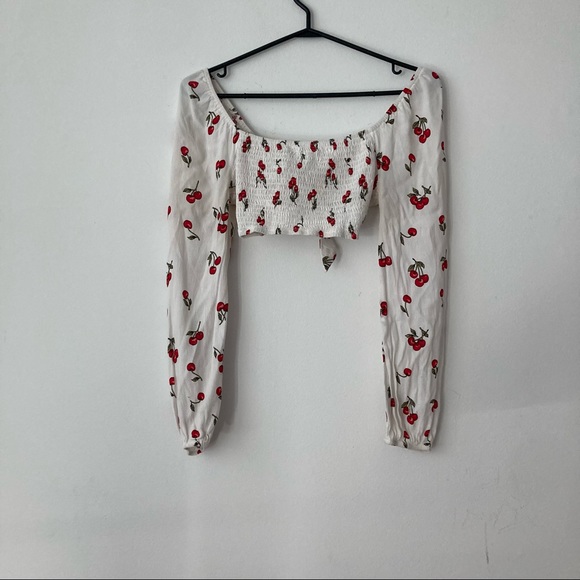 Cute cherry crop tie top - Picture 5 of 5